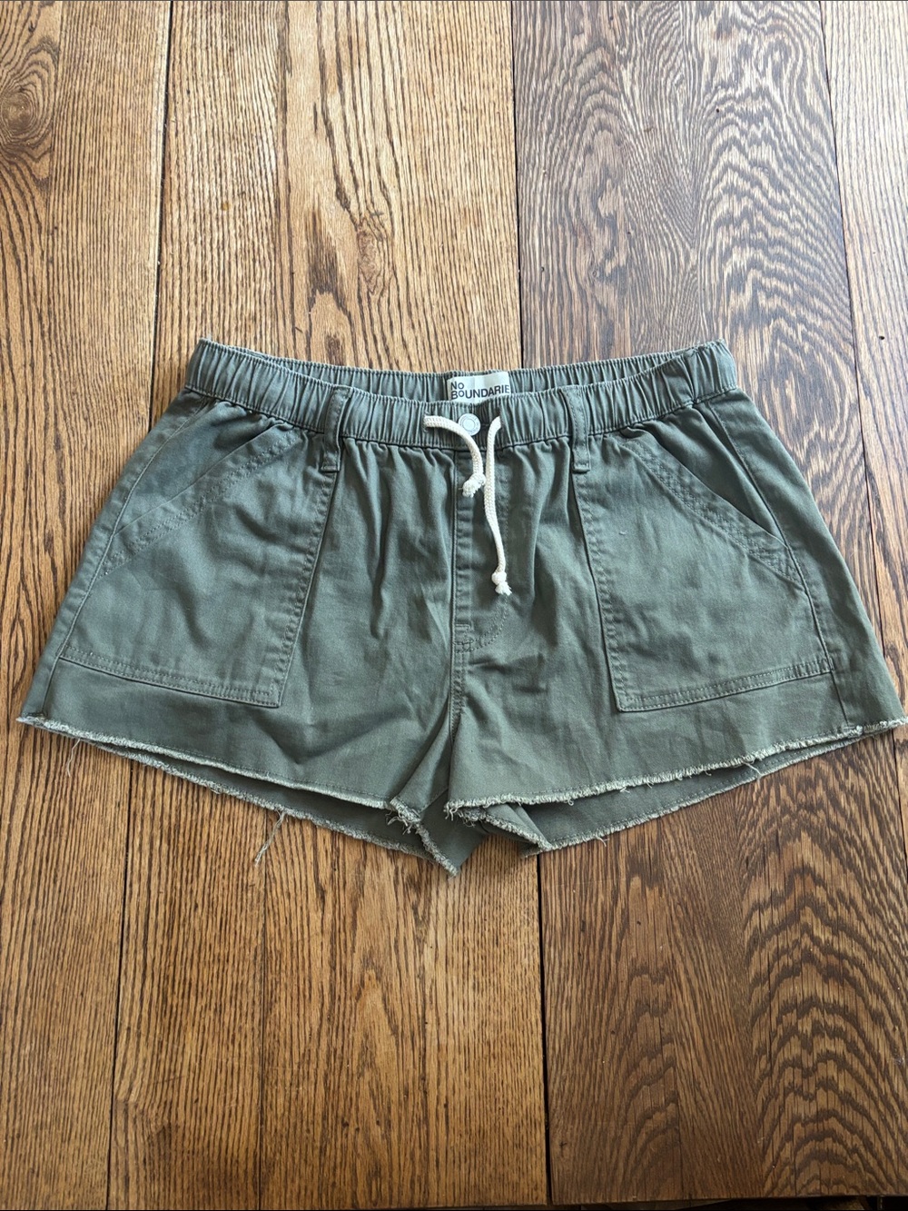 No Boundaries Olive Drawstring Casual Shorts